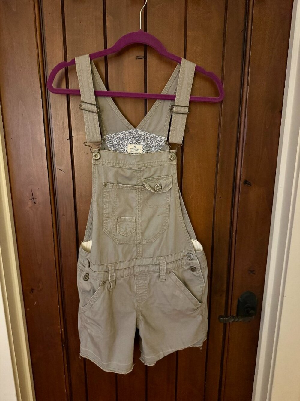 American Eagle AE Gray Short Overalls 100% Cotton size 4